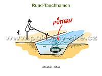 Versenken des Rund-Tauchhamens bis zum Boden – Füttern